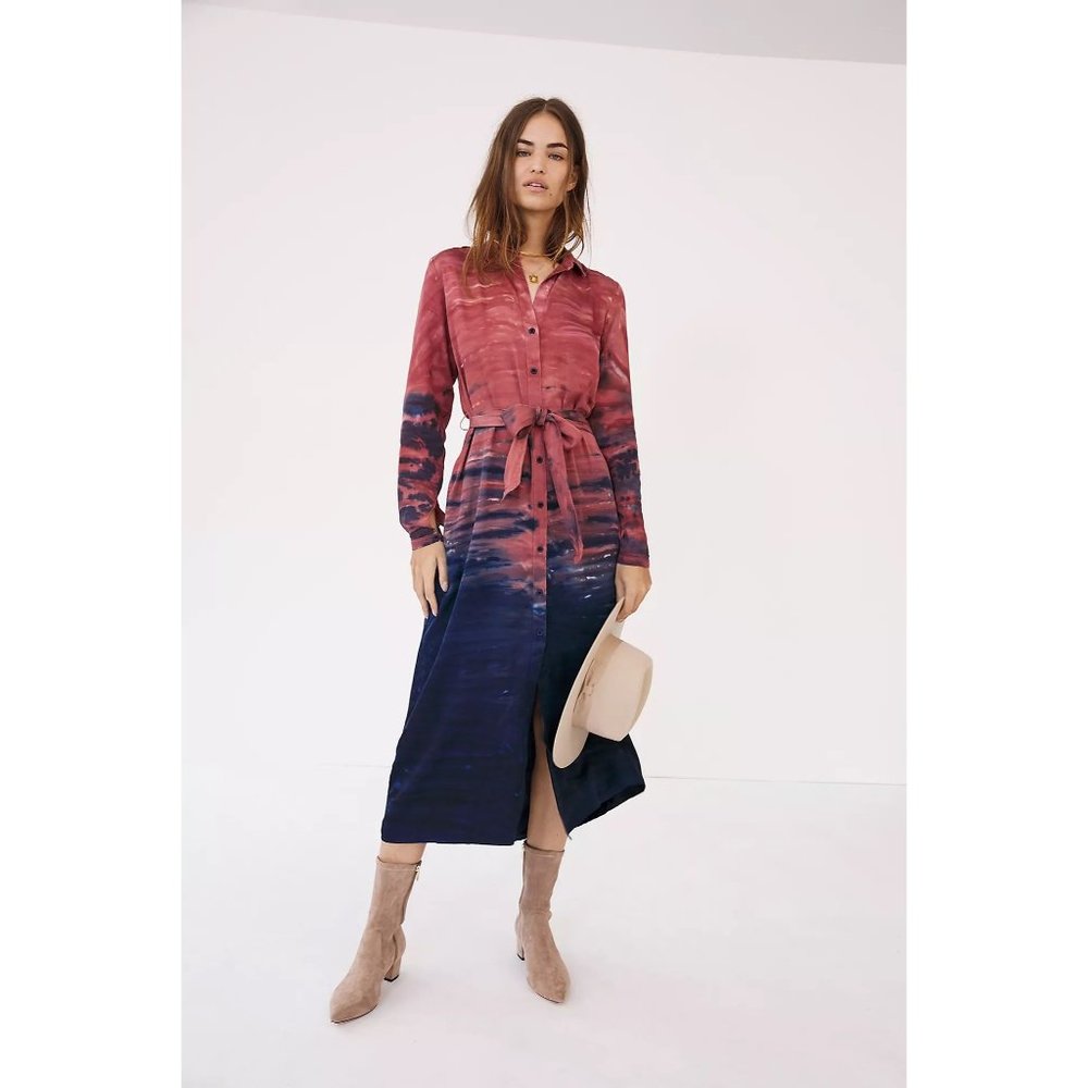 Anthropologie Red to Navy Ombre Maxi Dress - Picture 2 of 6